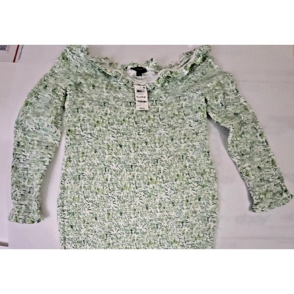 INC Green White Fitted Dress Shirred Size XL New - Picture 8 of 13